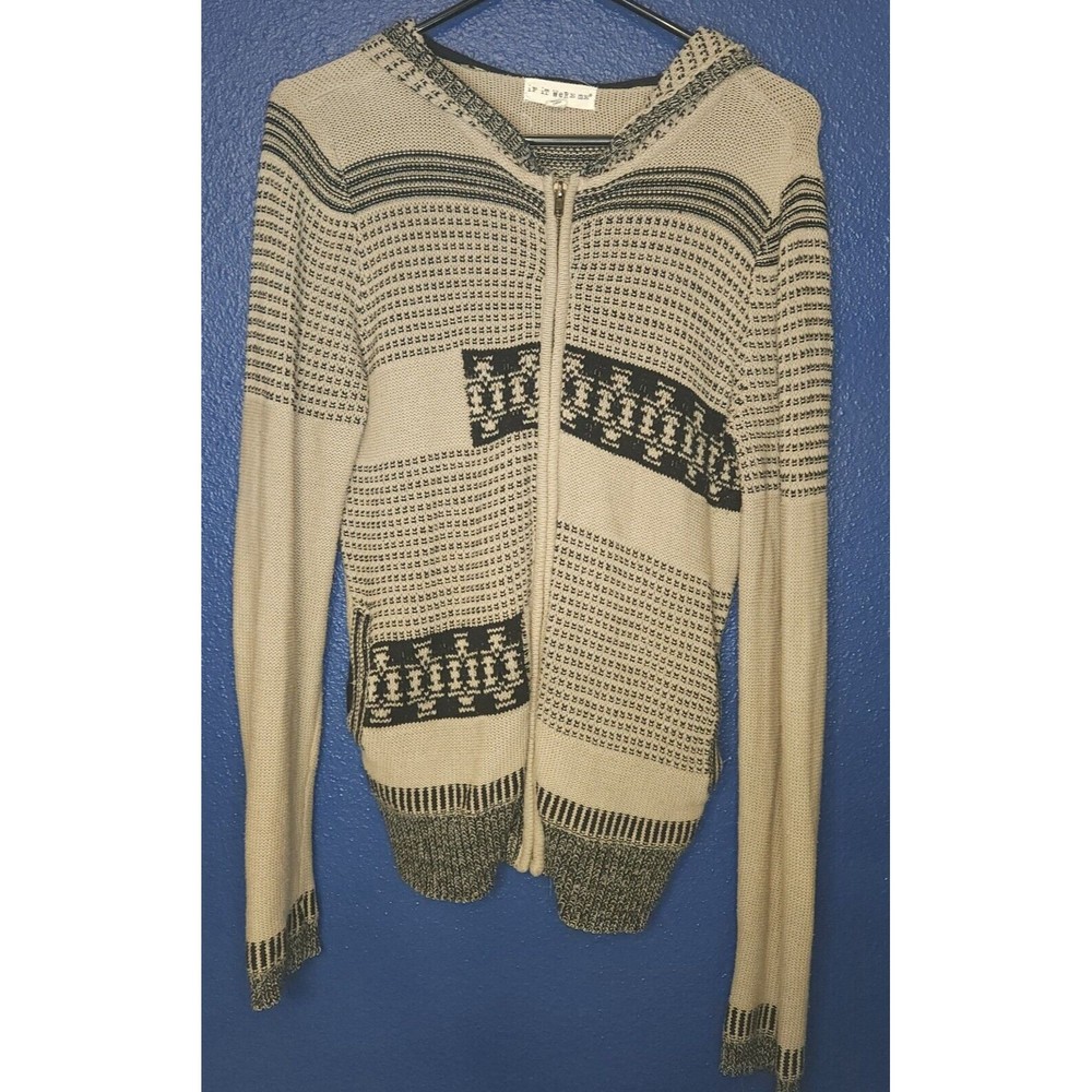 Anthropologie If It Were Me Knit Hoodie Winter Knit Zip Up Sweater Medium